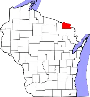 Map of Wisconsin highlighting Florence County