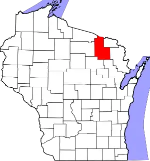 Map of Wisconsin highlighting Forest County