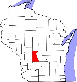 Map of Wisconsin highlighting Juneau County