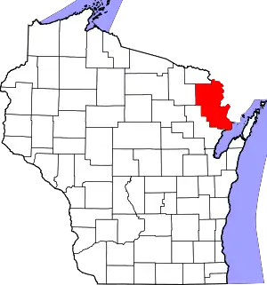 State map highlighting Marinette County