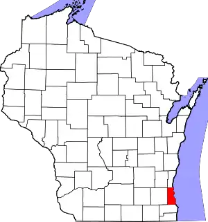 State map highlighting Milwaukee County