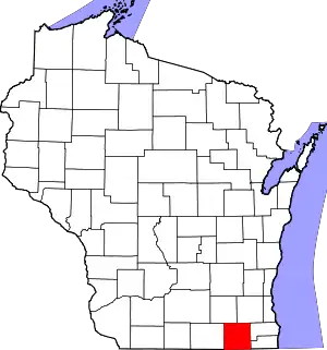 Map of Wisconsin highlighting Walworth County