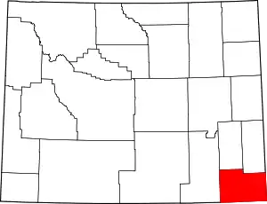 Map of Wyoming highlighting Laramie County