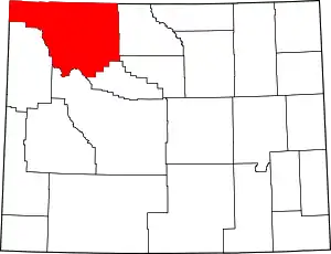 Map of Wyoming highlighting Park County