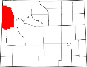 Map of Wyoming highlighting Teton County