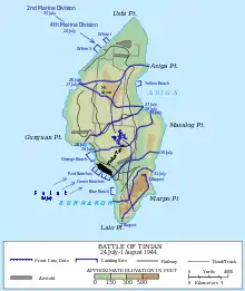 Map of the Battle of Tinian from 1944