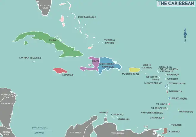 Image 24Contemporary political map of the Caribbean (from History of the Caribbean)