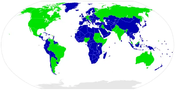 Image 2A world map distinguishing countries of the world as federations (green) from unitary states (blue), a work of political science (from Political science)