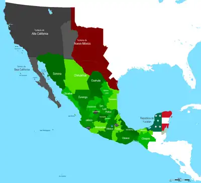 Image 9A map of Mexico 1845 after Texas annexation by the U.S. (from History of Mexico)