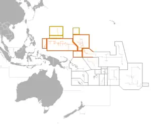 Image 21Outline of sovereign (dark orange) and dependent islands (bright orange) (from Micronesia)