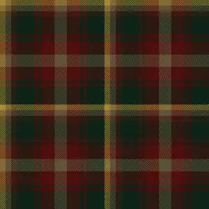 A tartan with wide bands of green and red, and narrower bands of grey and yellow