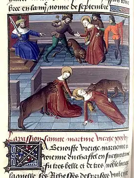 Martyrdom of St. Marciana of Mauretania(French miniature, 15th century)