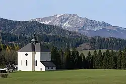 Subsidiary church St. Sebastian with the Ötscher - view from St. Sebastian