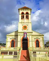 Parroquia San Juan Bautista in the central plaza of Maricao