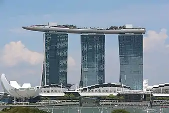 Image 17The Marina Bay Sands integrated resort. Opened in 2010, it has become a key feature of Singapore's modern skyline. (from History of Singapore)