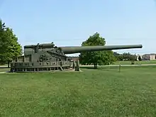 16-inch/50 caliber Mark 3 gun on proof mounting, Aberdeen Proving Ground, Maryland