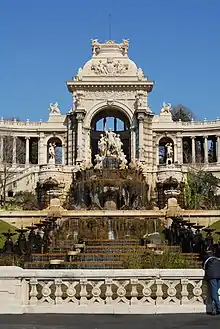 Palais Longchamp in Marseille (1869 marked the terminus of the new aqueduct which brought water from the Durance River to Marseille)