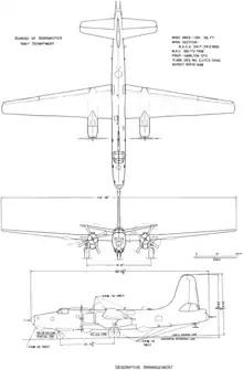 3-view line drawing of the Martin P4M-1Q Mercator