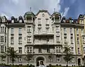 Art Nouveau building built by Anton Hatzl in 1906 with a wide double facade at Martiusstraße 3