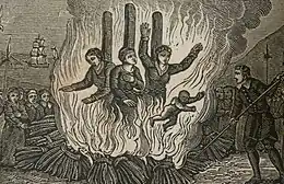 Image 15The burning of the Guernsey Martyrs during the Marian persecutions in 1556 (from Calvinism)