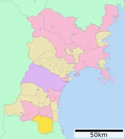 Location of Marumori in Miyagi Prefecture