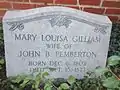 Mary Louisa Gilliam, Wife of, John B. Pemberton, Born Dec. 6, 1803, Died Sept. 15, 1873.