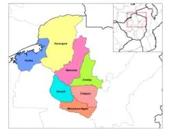 Chegutu District (light pink) in Mashonaland West Province