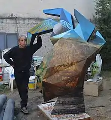 Mexican artist Mauricio García Vega at his workshop in Nezahualcoyotl