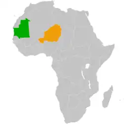 Map indicating locations of Mauritania and Niger