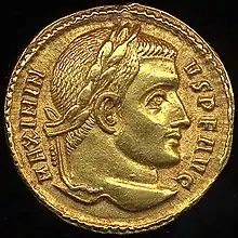 Golden coin portrait of Maximinus