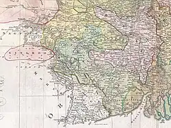 Bishnupur on James Rennell's Mid-18th Century map.