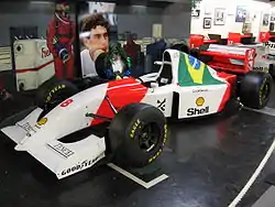 Ayrton Senna's MP4/8 on display at Donington, the site of his famous wet-weather victory in 1993.