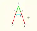 Hart's second inversor:AB = AC = BD = 4CE = ED = 2Af = Bg = 3fC = gD = 1fg = 2