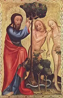 Image 17God in the person of the Son confronts Adam and Eve, by Master Bertram (d. c. 1415) (from Trinity)