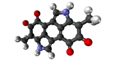 3,8-Dimethyl-2,7-dihydrobenzo[1,2,3-cd:4,5,6-c′d′]diindole-4,5,9,10-tetrone ball and stick model