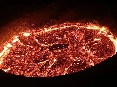 A pot of molten iron being used to make steel