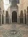 The courtyard and fountain of the madrasa, looking southeast towards the mihrab