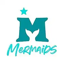 The logo features the text "Mermaids" below a stylized "M" whose negative space is the silhouette of a mermaid fin, and a star