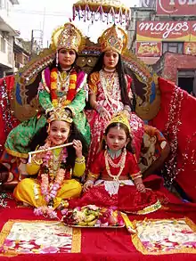 Image 9Costumed Hindu girls of Kathmandu during festival time in Nepal (from Culture of Nepal)