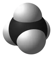 Spacefill model of methane