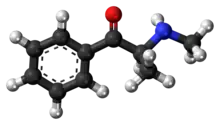 Ball-and-stick model of the methcathinone molecule