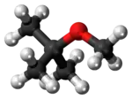 Ball-and-stick model of the MTBE molecule