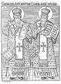 Engraving of Saint Methodius and Saint Jefrem of Serbia