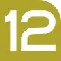 A golden-colored partial squircle. It has written inside the number twelve in white.