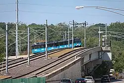 MetroLink approaching the Clayton station