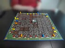 A three-player game of Metro in the middle of play.