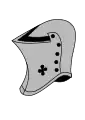 Jousting or tourney helms are sometimes also used, but are rarer. They are the only alternative accepted by the Council of Heraldry and Vexillology to the barred helmet.