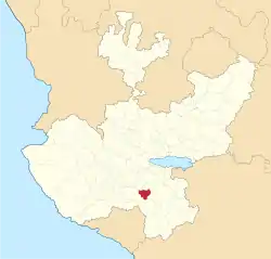 Location of the municipality in Jalisco