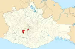 Location of the municipality in Oaxaca