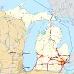 Map of the Interstate Highways in Michigan